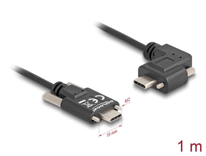 Delock USB 2.0 Kabel USB Type-C™ Stekker met schroeven naar USB Type-C™