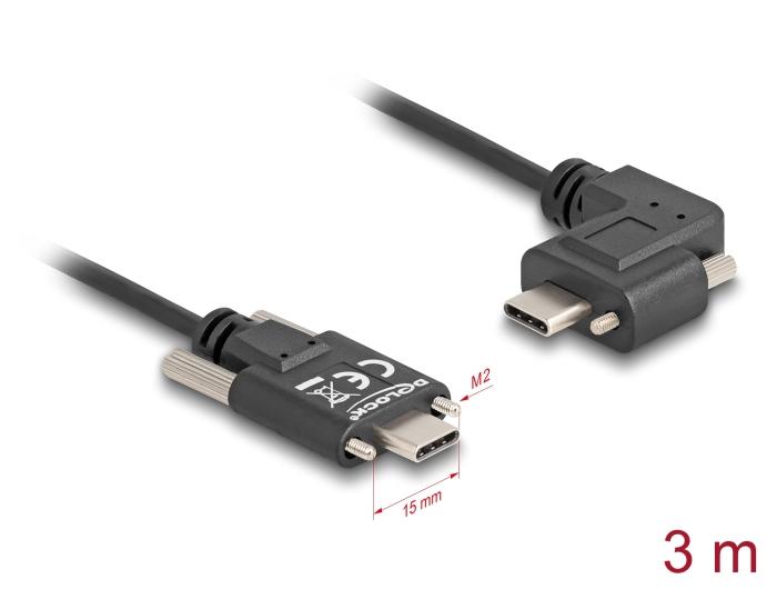Delock USB 2.0 Kabel USB Type-C™ Stekker met schroeven naar USB Type-C™