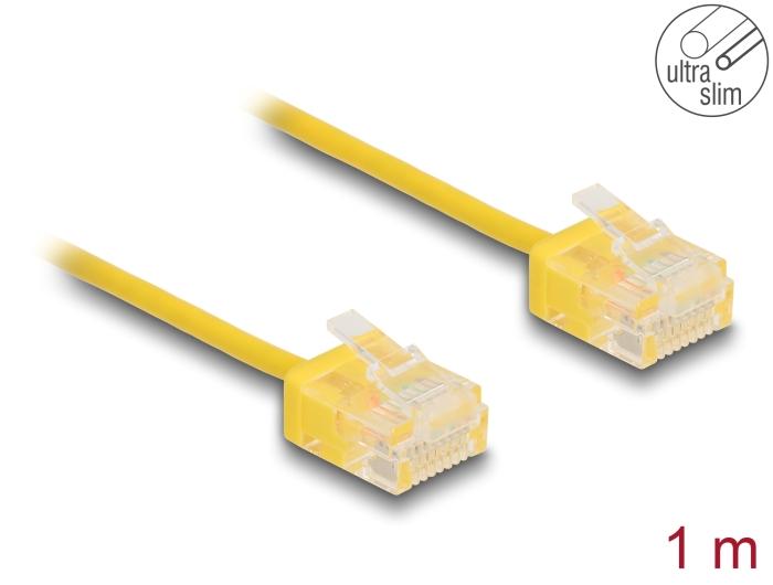 Delock RJ45 netwerkkabel Cat.6 UTP Ultra Slim 1 m geel met korte stekkers