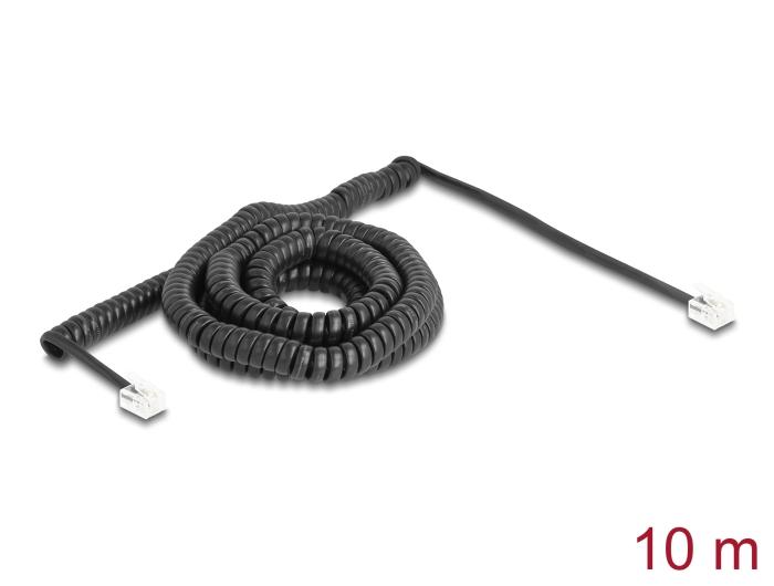 Delock Telefoonkabel / Spiralkabel RJ11 Stekker naar RJ11 Stekker zwart 10