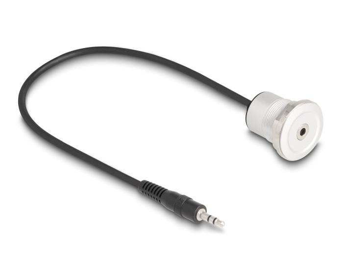 Delock 3,5 mm 3-polige inbouwbus met kabelpeitsje stekker 30 cm Al