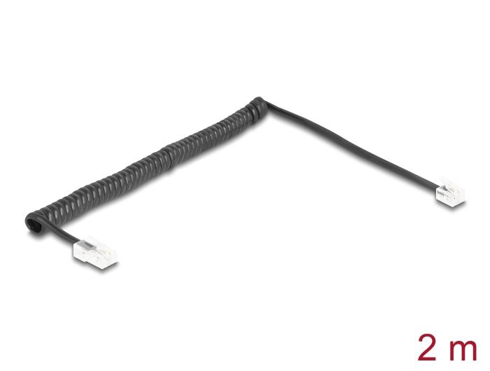 Delock Telefoonkabel / Spiralkabel RJ11 Stekker naar RJ45 Stekker zwart 2 m