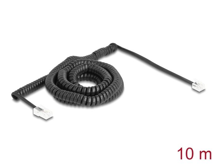 Delock Telefoonkabel / Spiralkabel RJ11 Stekker naar RJ45 Stekker zwart 10