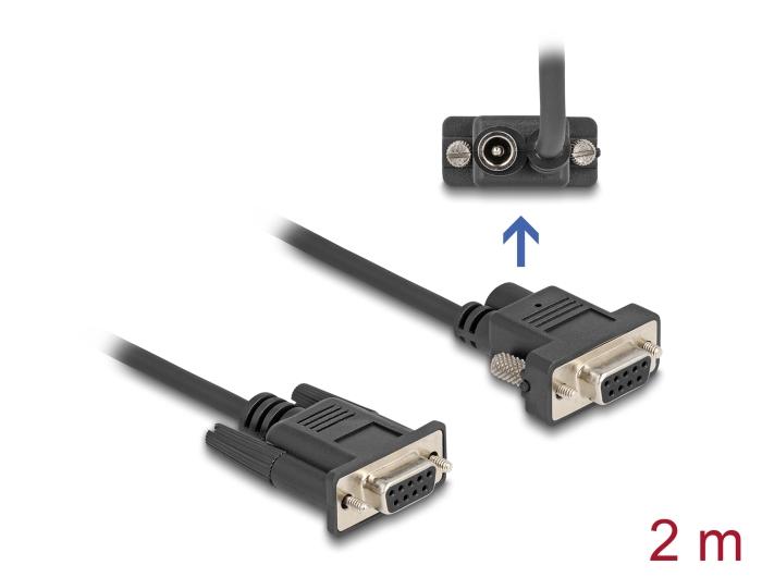 Delock Seriële Kabel RS-232 D-Sub9 Stekker naar D-Sub9 Stekker Stroomvoorziening