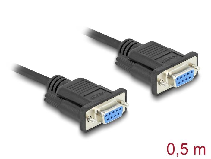 Delock Seriële Kabel RS-232 D-Sub9 Male naar Male met smalle connectorbehuizing