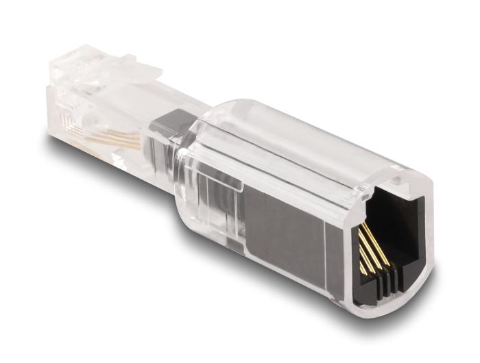 Delock Telefoonkabel-draaiknoop adapter RJ10 stekker naar RJ10 connector Adapter