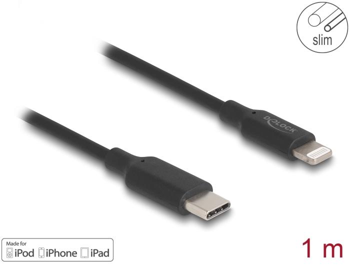 Delock Slim Data- en oplaadkabel USB Type-C™ naar Lightning™ voor iPhone
