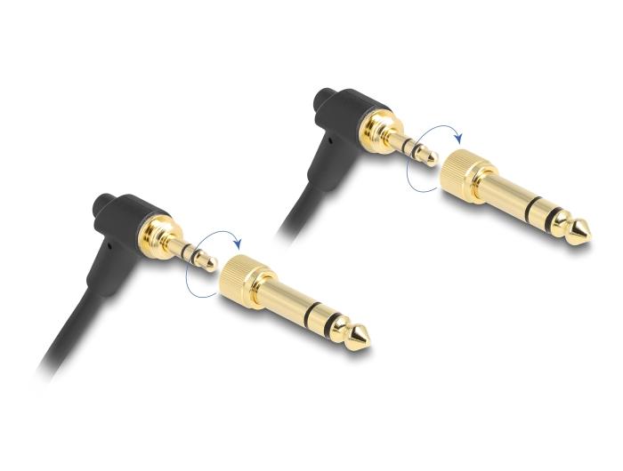 Delock Spiralkabel 3,5 mm 3-polige Klinkensteker op Klinkensteker gehoekte