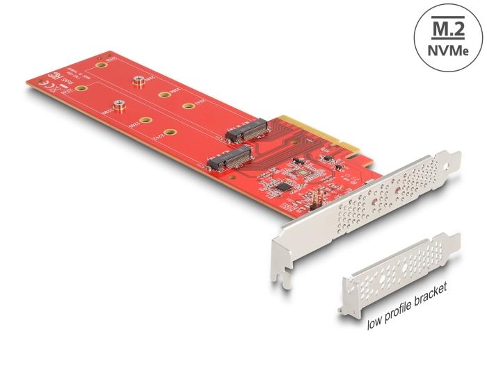 Delock PCI Express x8 kaart met 2 interne NVMe M.2 Key M slots (110 mm) - Bifurcation