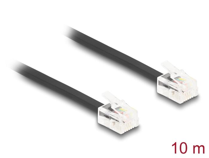 Delock Telefoonkabel RJ11 Stekker naar RJ11 Stekker zwart 10 m