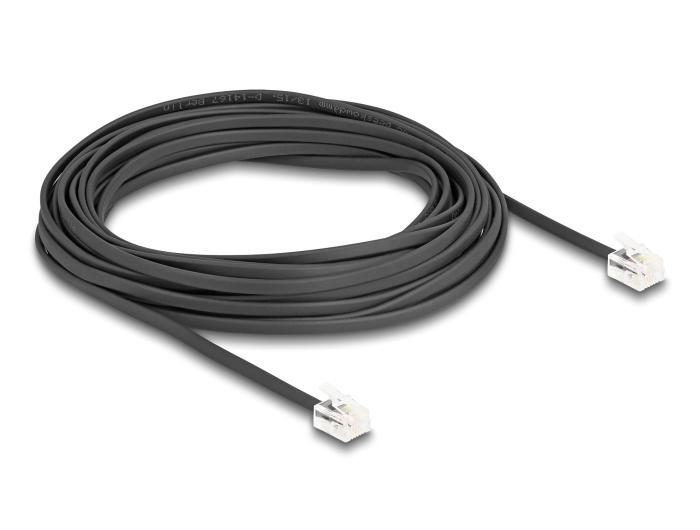 Delock Telefoonkabel RJ11 Stekker naar RJ11 Stekker zwart 10 m