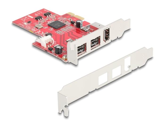 Delock PCI Express x1 kaart met 2 x externe FireWire B + 1 x externe FireWire