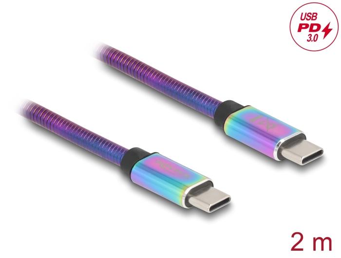 Delock USB 2.0 Kabel USB Type-C™ Stekker naar Stekker met Metalen mantel iri