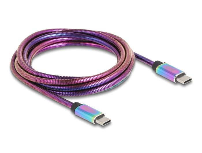 Delock USB 2.0 Kabel USB Type-C™ Stekker naar Stekker met Metalen mantel iri