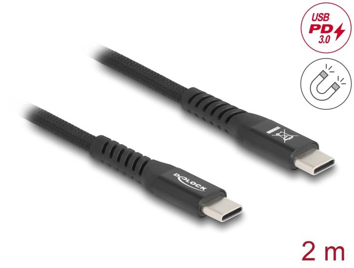 Delock USB 2.0 Kabel USB Type-C™ Stekker naar Stekker met magnetische textielommanteling