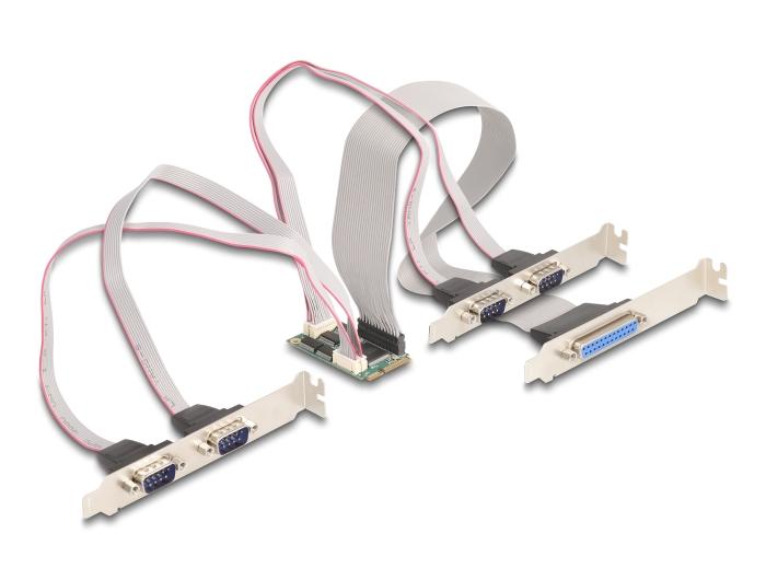 Delock Mini PCIe I/O PCIe full size 4 x Seriële RS-232, 1 x Parallel