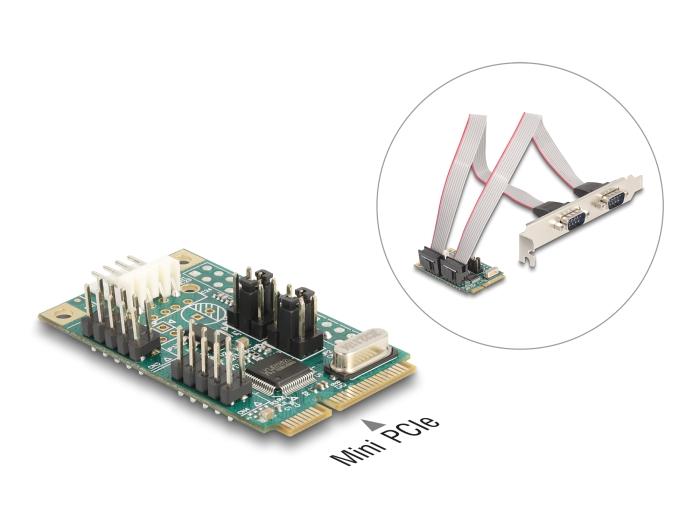 Delock Mini PCIe I/O PCIe full size 2 x Seriële RS-232 met spanningsvoorziening