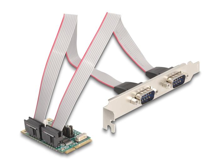 Delock Mini PCIe I/O PCIe full size 2 x Seriële RS-232 met spanningsvoorziening