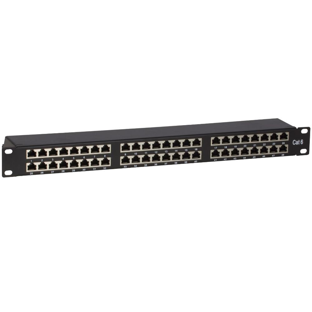 1U 48-poorts patchpaneel Cat 6 FTP 483 mm x 103 mm x 44 mm (BxDxH 19 inch Patchkast Serverkast Datakast