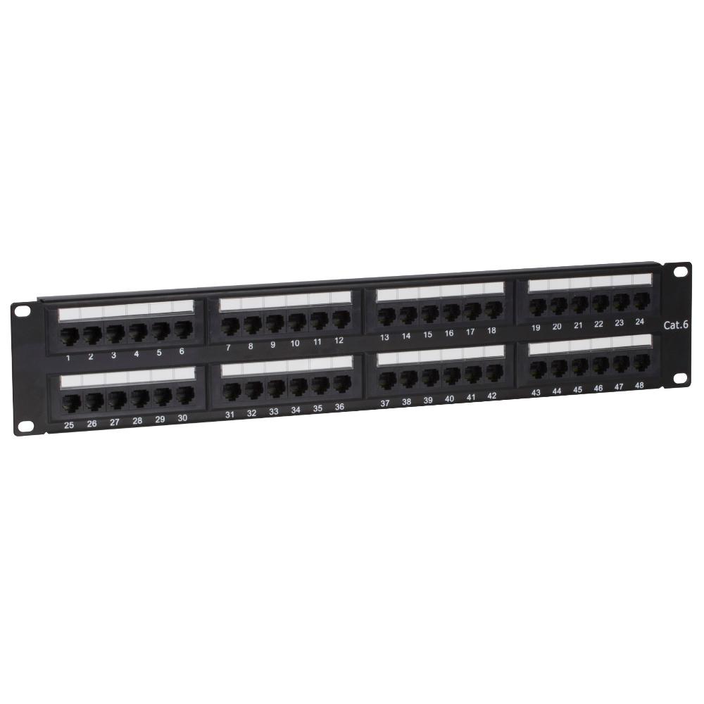 2U 48-poorts patchpaneel Cat 6 UTP 483 mm x 35 mm x 89 mm (BxDxH) 19 inch Patchkast Serverkast Datakast