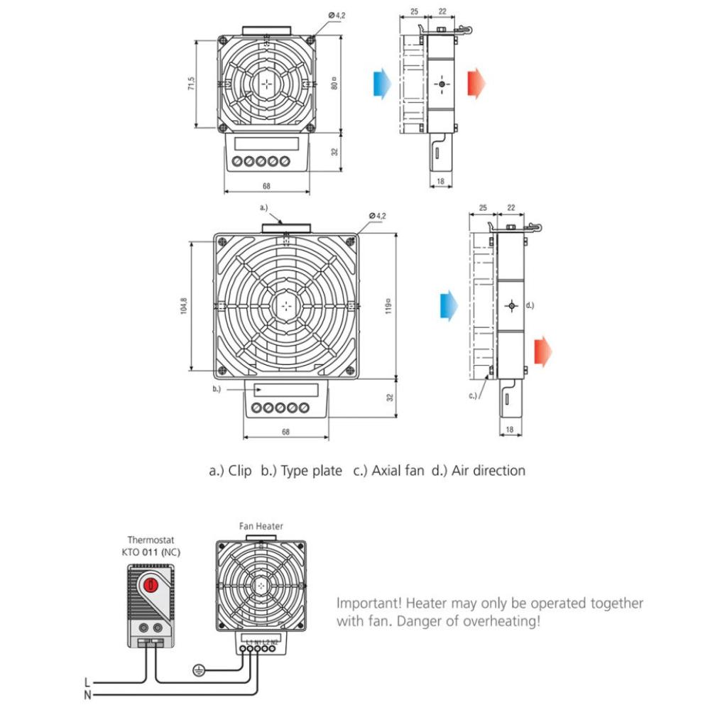 Heater outdoor serverkasten Verwarmingselement 100W Patchkast Rackkast Datakast