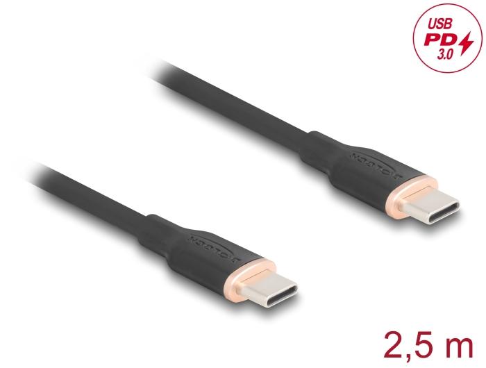 Delock USB 2.0 Kabel USB Type-C™ Stekker naar Stekker PD 3.0 60 W 2,5 m sc