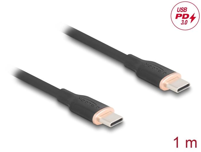 Delock USB 2.0 Kabel USB Type-C™ Stekker op Stekker PD 3.0 60 W 1 m zwart
