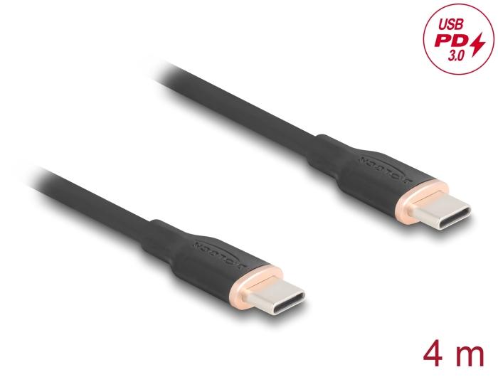 Delock USB 2.0 Kabel USB Type-C™ Stekker op Stekker PD 3.0 60 W 4 m zwart
