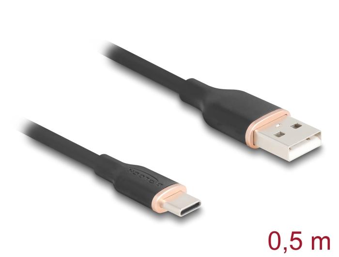 Delock USB 2.0 Kabel USB Type-A Stekker naar USB Type-C™ Stekker 0,5 m zwart