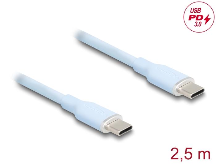 Delock USB 2.0 Kabel USB Type-C™ Stekker naar Stekker PD 3.0 60 W 2,5 m bl