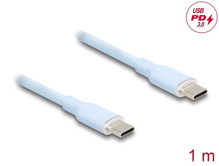 Delock USB 2.0 Kabel USB Type-C™ Stekker op Stekker PD 3.0 60 W 1 m blauw