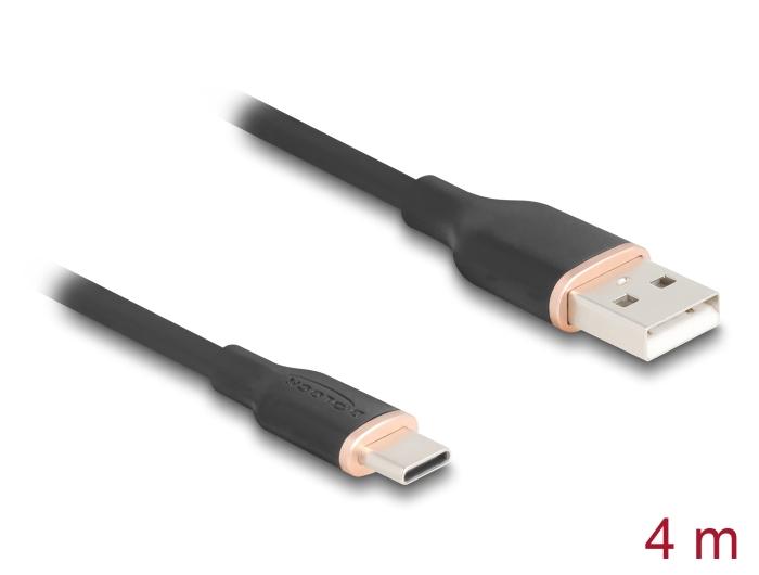 Delock USB 2.0 Kabel USB Type-A Stekker naar USB Type-C™ Stekker 4 m zwart