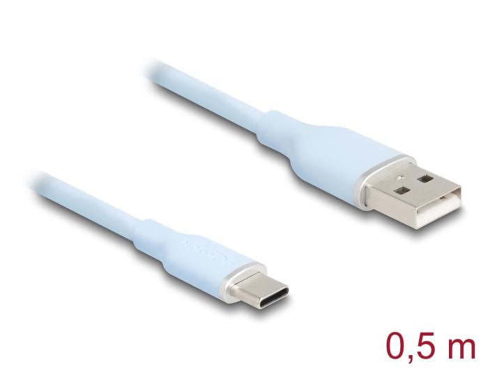 Delock USB 2.0 Kabel USB Type-A Stekker naar USB Type-C™ Stekker 0,5 m blauw