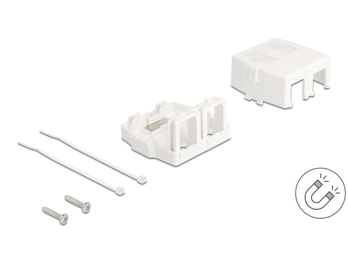 Delock Keystone legehuis 2-poorts met magnetische onderkant, wit