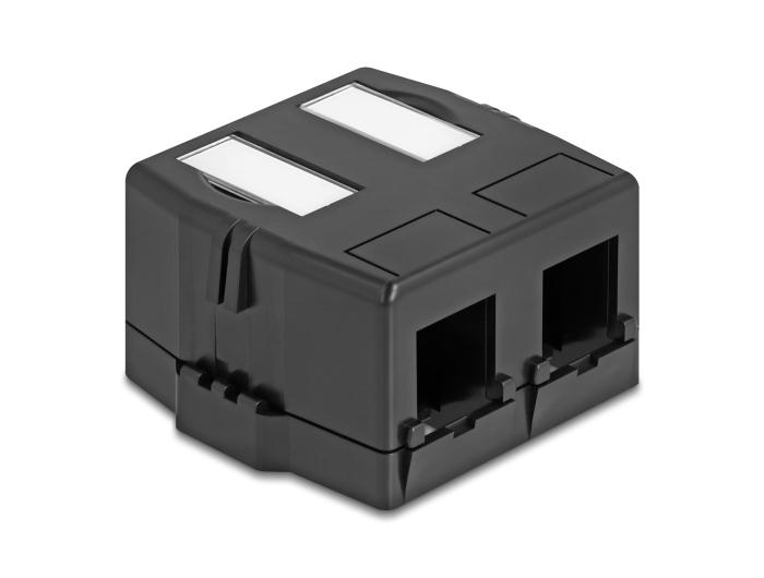 Delock Keystone legehuis 2-poorts met magnetische onderzijde, zwart