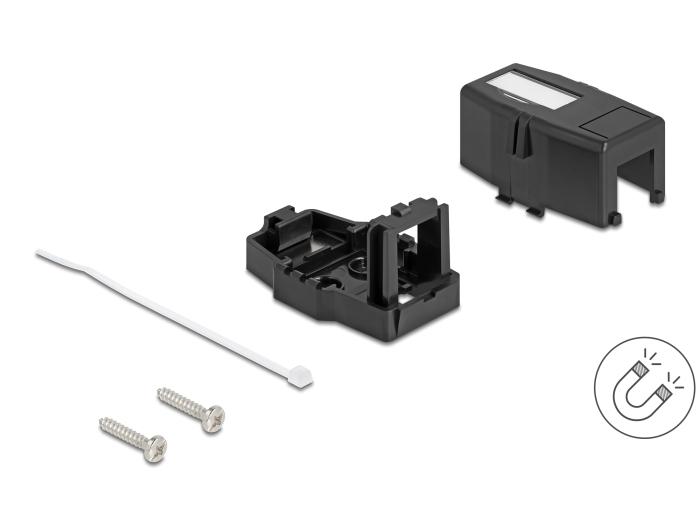 Delock Keystone legehuis 1 poort met magnetische onderkant, zwart