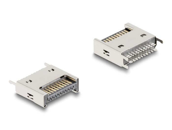 Delock USB 10 Gbps Type-E Key A 20-pins connector recht voor SMT-soldeermontage