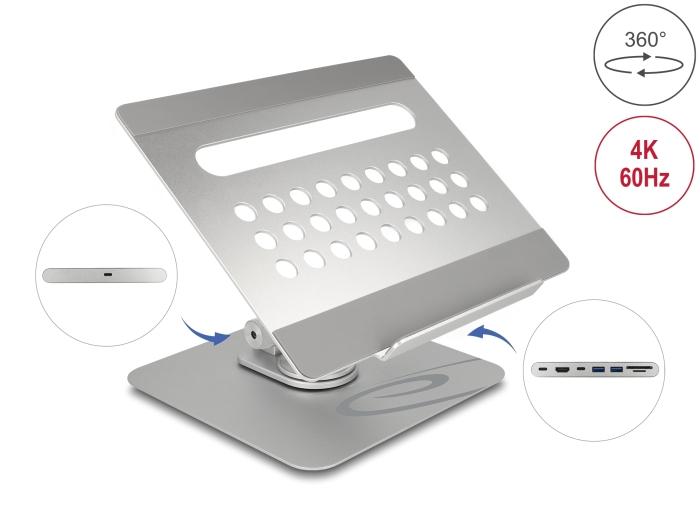 Delock Tablet- en Notebookstandaard met geïntegreerde dockingstation 4K - HD