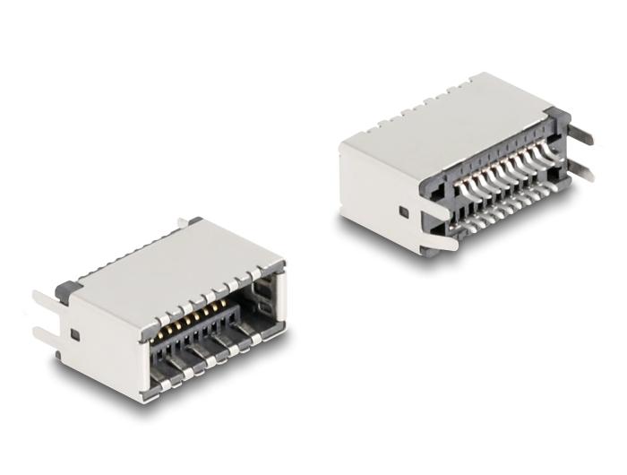 Delock USB Type-E Key A 20-pins connector verticaal voor SMT-soldeermontage