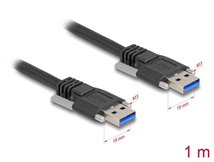 Delock USB 5 Gbps Kabel Type-A Stekker naar Type-A Stekker met schroefvergrendeling