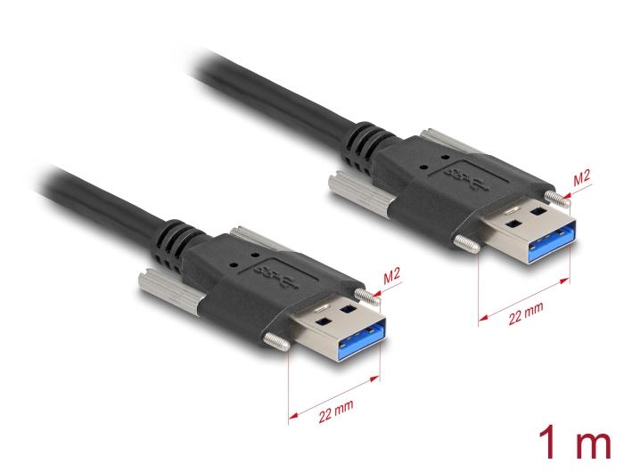Delock USB 5 Gbps Kabel Type-A Stekker naar Type-A Stekker met schroefvergrendeling