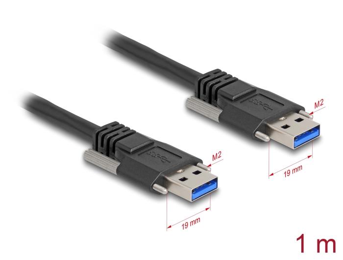Delock USB 5 Gbps Kabel Type-A Stekker naar Type-A Stekker met schroefvergrendeling