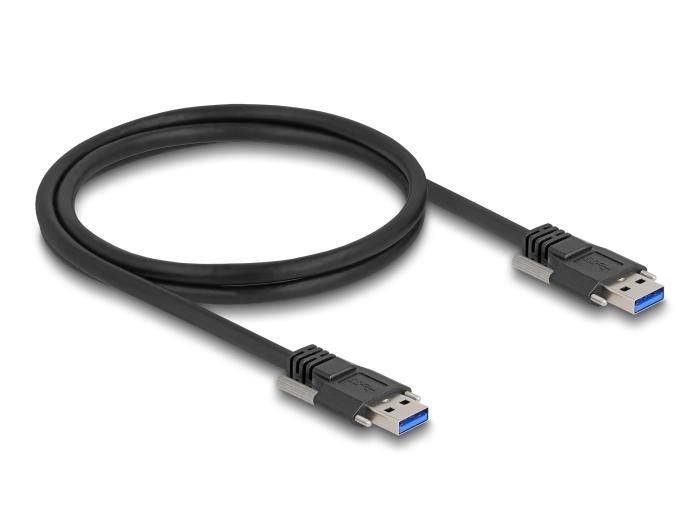 Delock USB 5 Gbps Kabel Type-A Stekker naar Type-A Stekker met schroefvergrendeling
