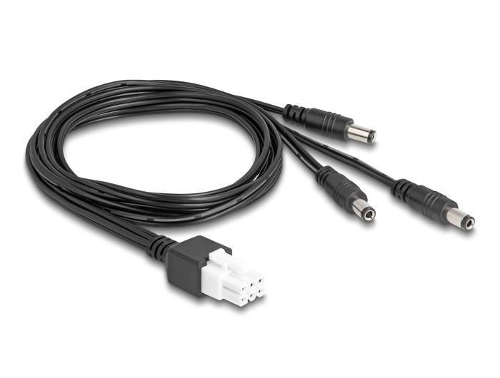 Delock Kabel Mini-Fit 4,2 mm 6-pins connector naar 3 x DC 5,5 x 2,5 mm connector