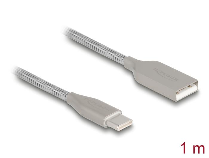 Delock USB Kabel met metalen behuizing, USB Type-A stekker naar USB Type-C™ stekker