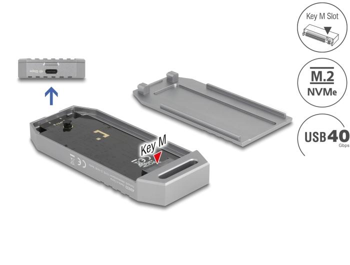 Delock M.2 NVMe SSD behuizing USB 40 Gbps – gereedschapsloos