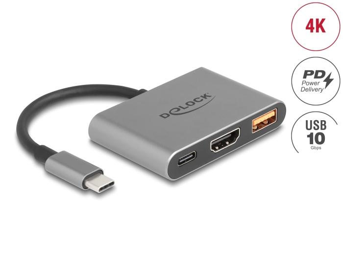 Delock USB Type-C™ Adapter naar HDMI 4K 30 Hz met USB type-A en USB Type-C