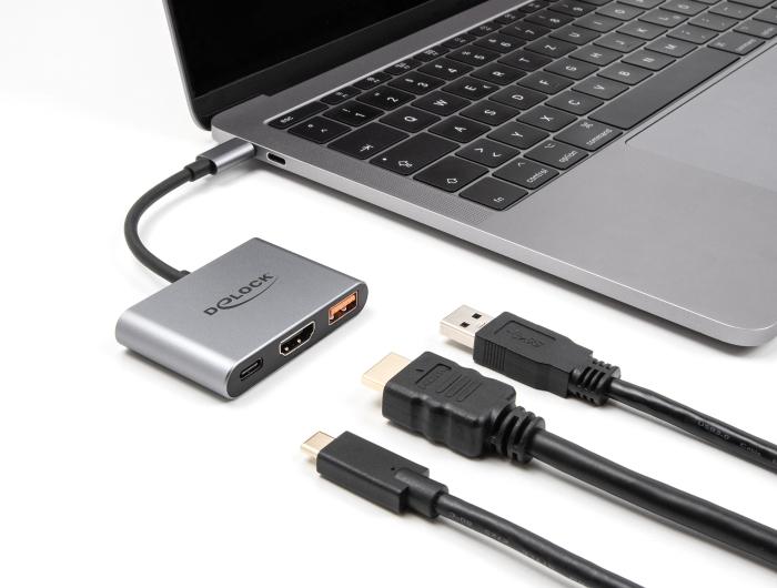 Delock USB Type-C™ Adapter naar HDMI 4K 30 Hz met USB type-A en USB Type-C