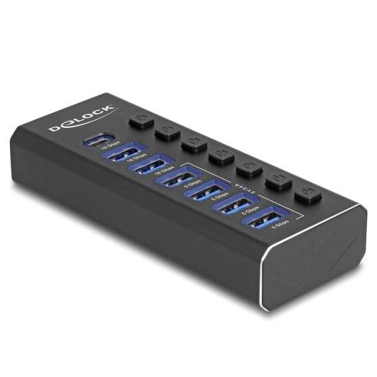 WENTER USB Hub 3.0 actief, 11 poorten 36 W (12 V/3 A) voeding, USB 3.0 meerdere poorten verdeler met LED enkele aan/uit-schakelaar, USB 3.0 hub 7 poorten gegevensoverdracht en 1 poorten snellader