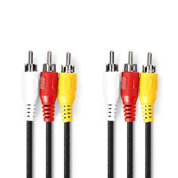 Composiet Videokabel 3x RCA Male 3x RCA Male Vernikkeld 480p - Nedis